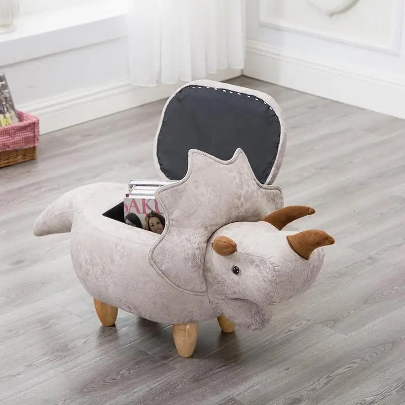 Wholesale Hot Selling Design Furniture Sheep Child Toy Plush Kids Wooden Stool Animals Foot Stool with Storage for Kids Children