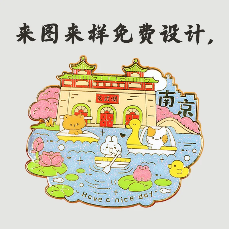 Alloy crafts tourism scenic spot metal refrigerator stickers customized advanced baking paint creative new magnetic stickers