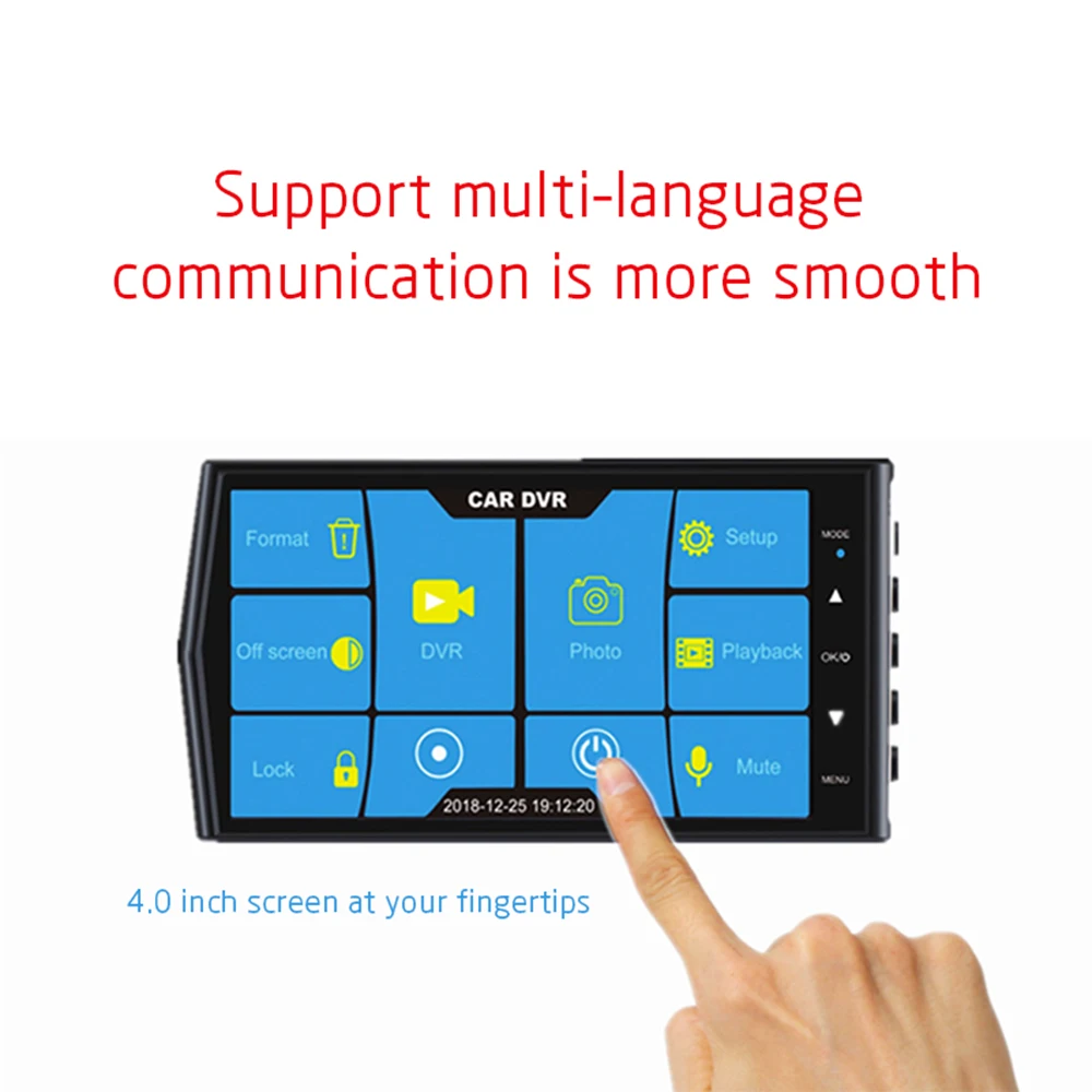 Full Hd 1080p 170 Degree 4 Inch touch Drive Recorder Blackbox Dvr Car Camcorder Dash Camera  Front And Rear View Dash cam