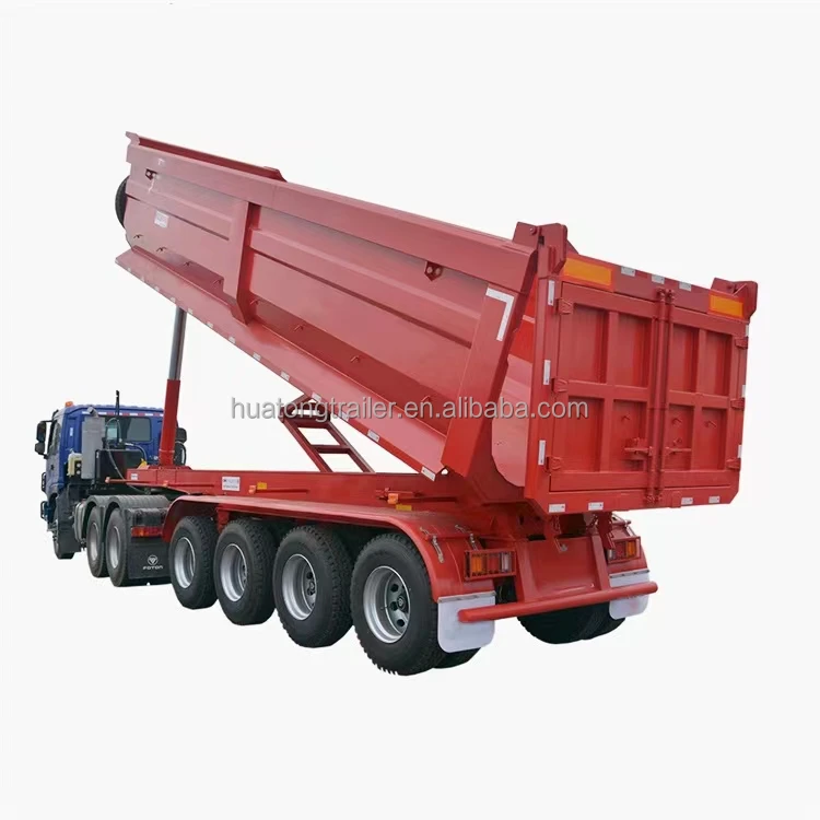 Heavy Duty Dump Semi Trailer 50/60 tons Truck Trailer Tandem Hydraulic Tipping Box Tipper Trailer For Sale