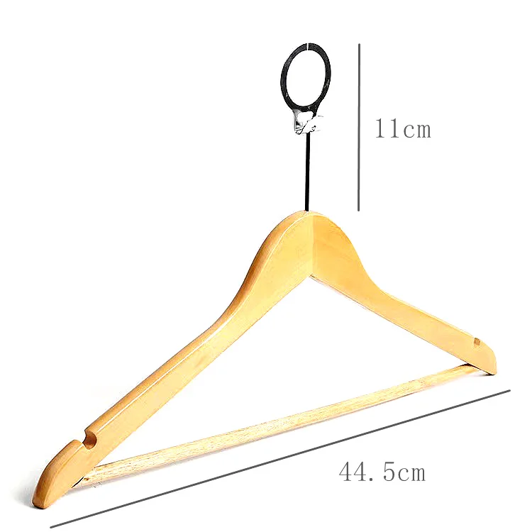 Premium Quality Customize Hotel Wooden Suit Coat Clothes Hanger Anti Theft Ring Wood Hangers