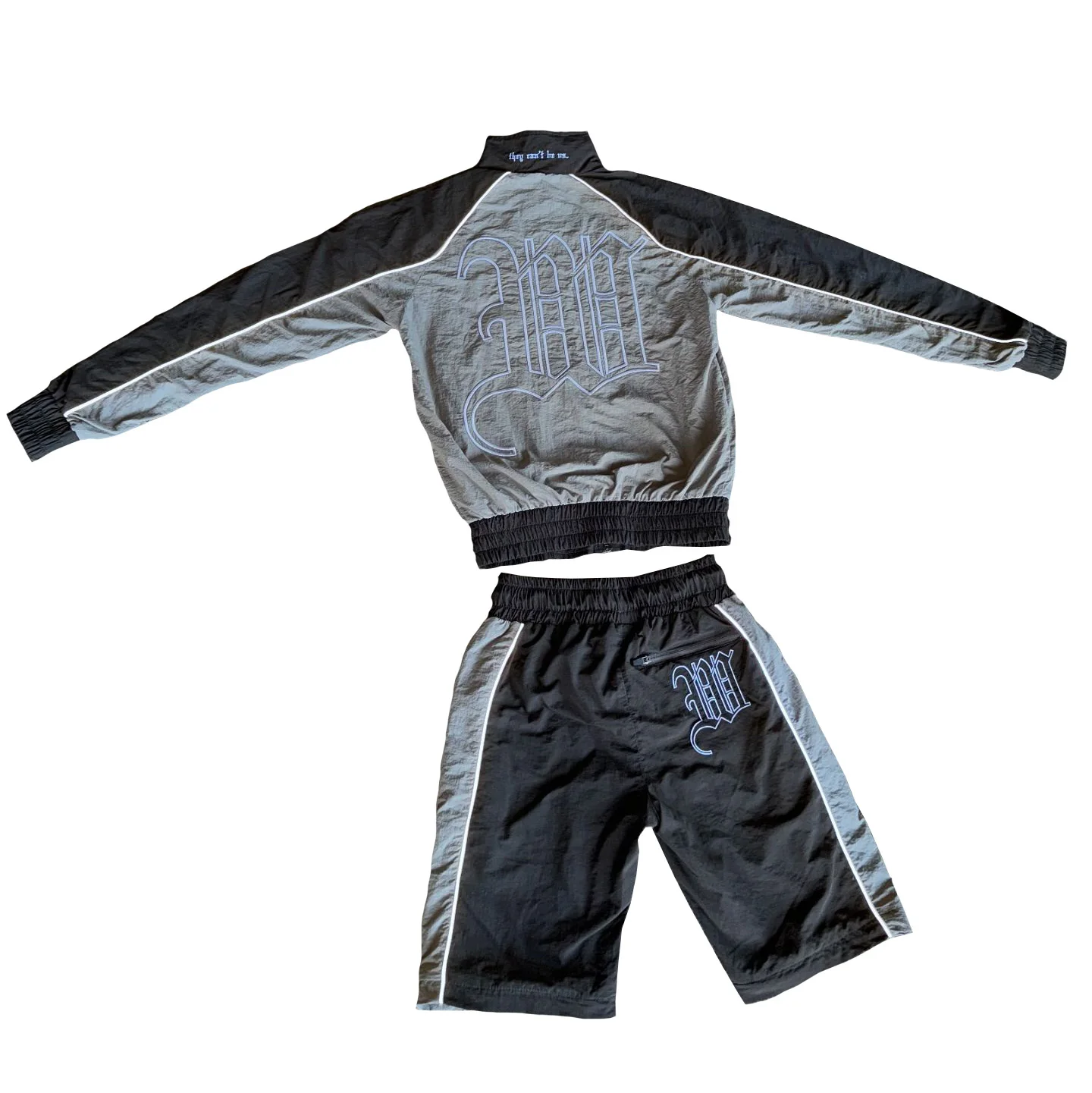 Custom Sublimation Reflective Tracksuit Crinkle Shell Nylon Fashion Design Windbreaker Men Nylon Tracksuit