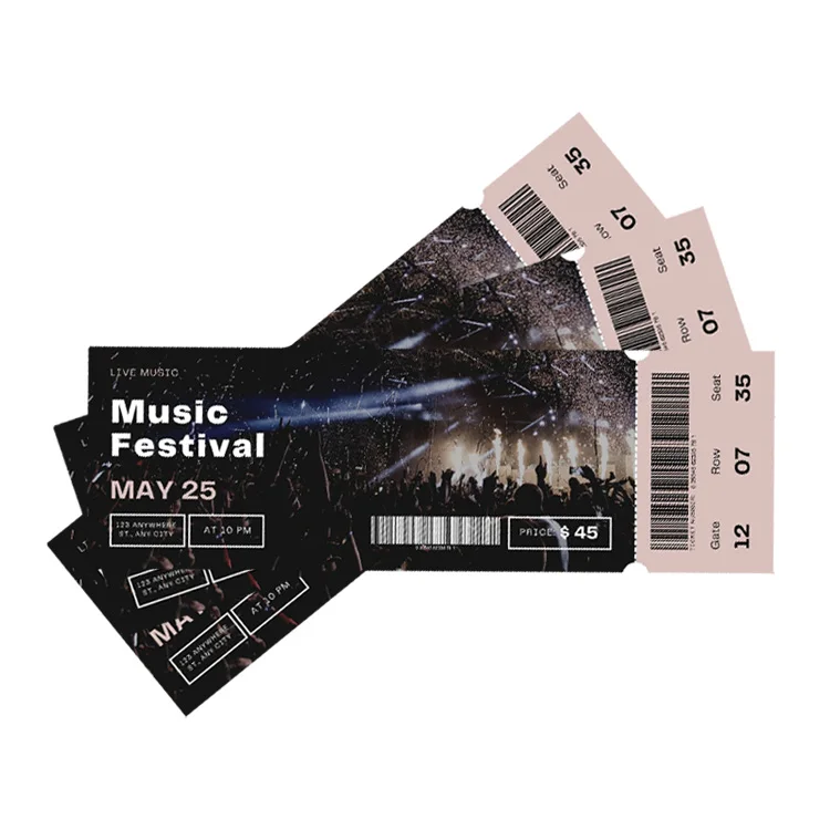 High quality printing manufacturer custom fsc paper concert event ticket printing for events