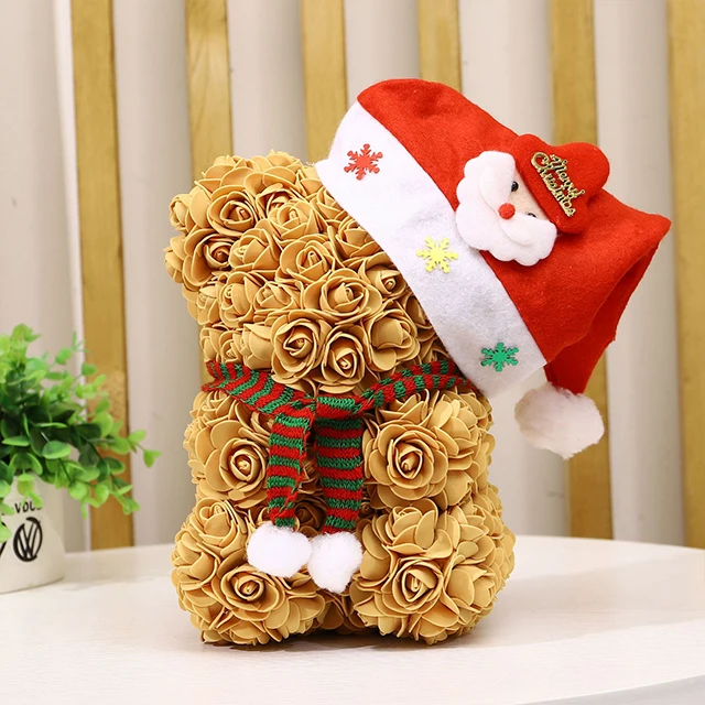 25cm Pe Artificial Rose Flower Bear As Gift Use For Valentines Day Birthday Mothers Day