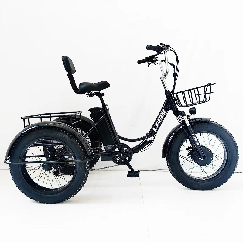 Three Wheels Adult Cargo Electric Bike 20 Inch Triciclo Electric Trike 350W Motor foldable alloy frame 3 Wheel E Bike Tricycle