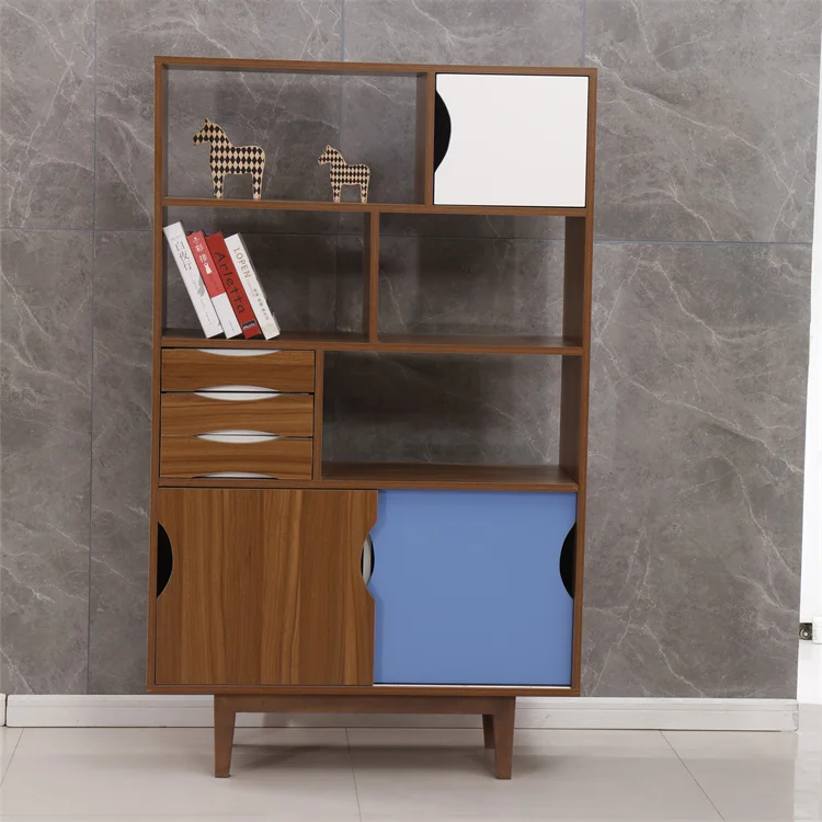 Popular Sale Wooden book shelf Bookcase Storage Display Wooden Bookcases for Living Room with Show Shelf Solid Wood Leg