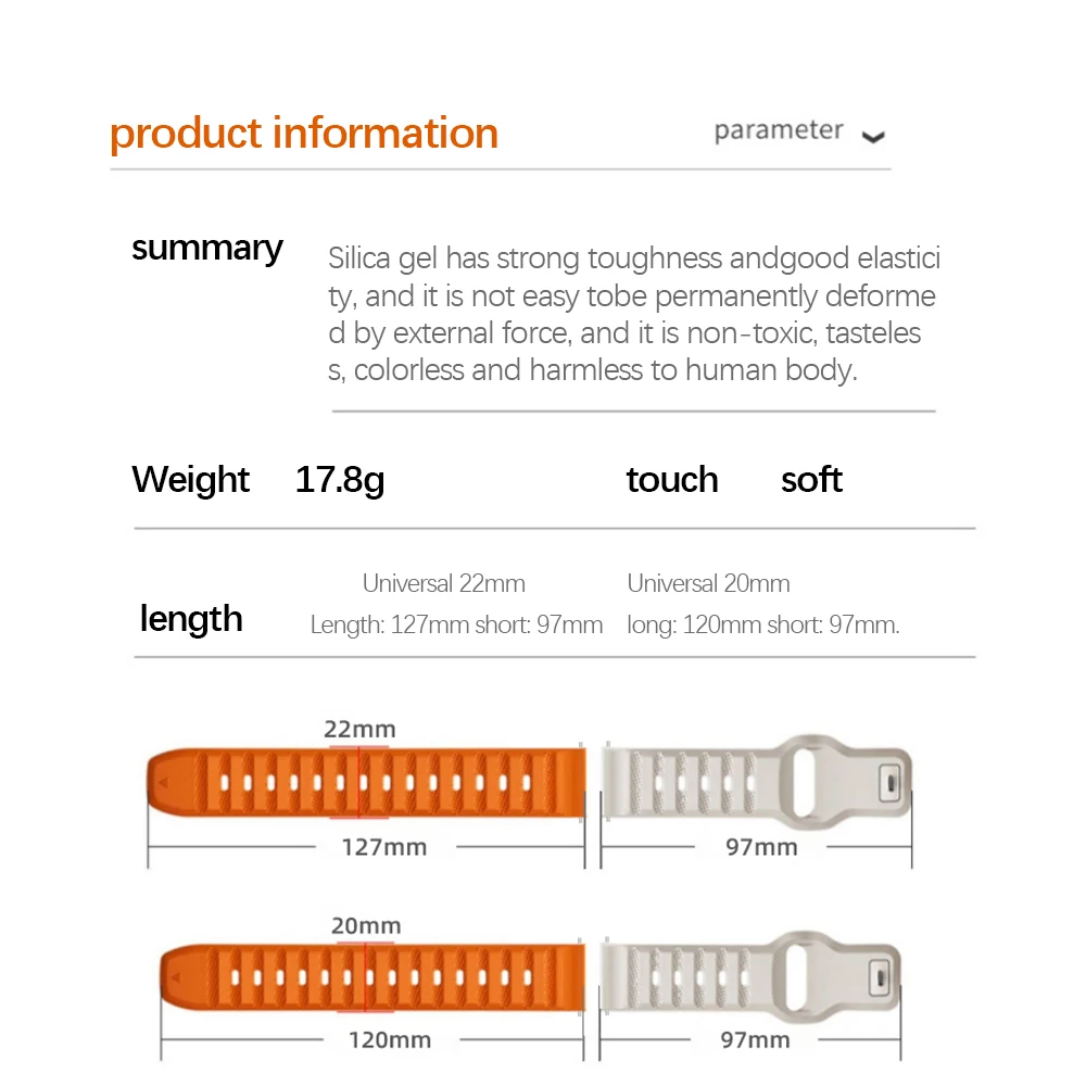 22mm 20mm Silicone Band for Samsung Galaxy Watch 5/Pro/4/Classic/Active 2 Huawei Watch 4/3/GT 2 Pro for Amazfit GTR/GTS/4/3 Band