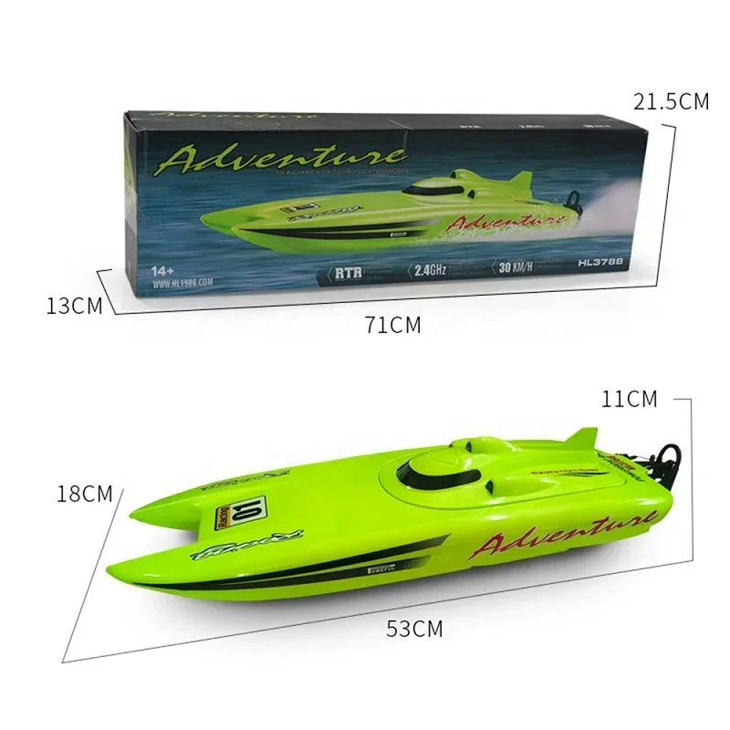 HENG LONG 3788 Electric 2.4G RTR 30KM Fast Water Cooling Twin Hull 19 Inch Remote Control RC Jet Boat Toy For Adults