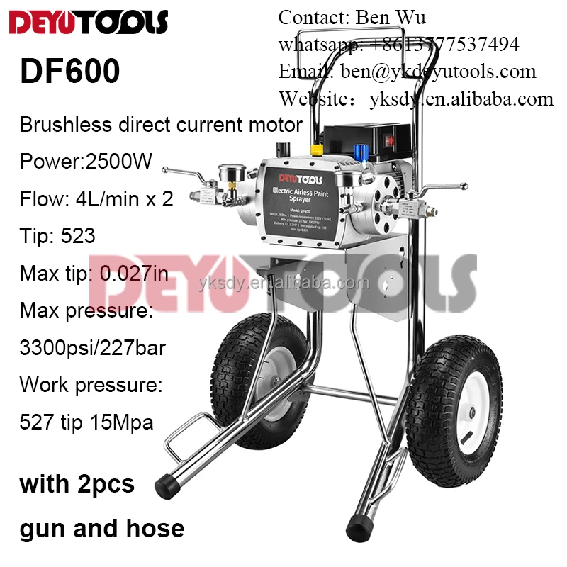 2500W Electric High Pressure Airless Sprayer Diaphragm type Latex Paint coating spraying machine with 2pcs spray gun