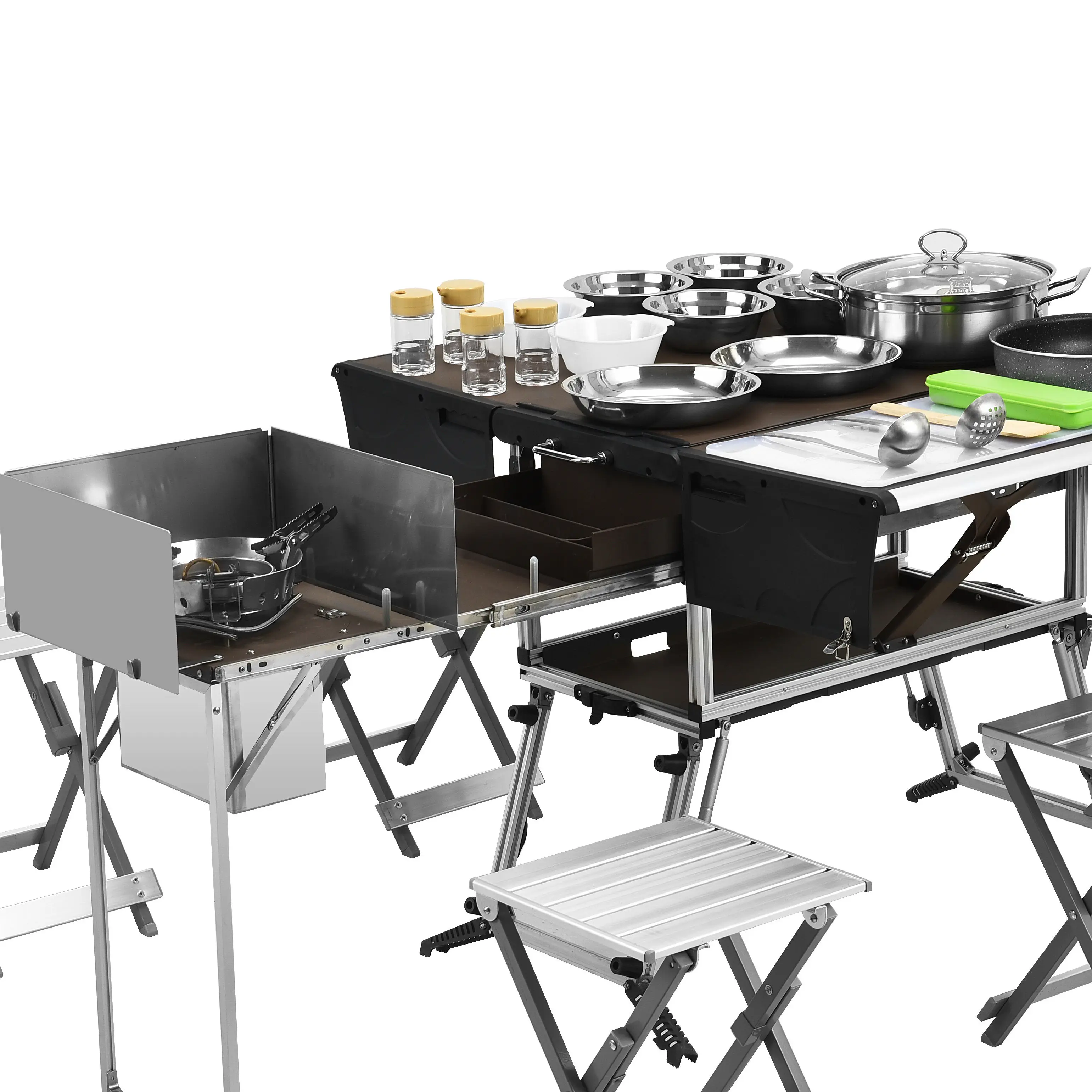 Portable Kitchen Camping Cooktops With Folding Table For Outdoor Sale
