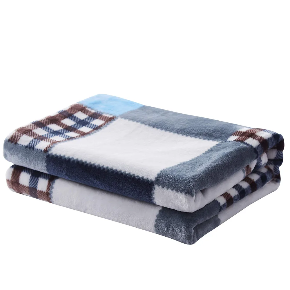 Plaid Fleece Throw Blanket for Sofa Couch Printed Flannel Polar Blanket Embossed Blanket