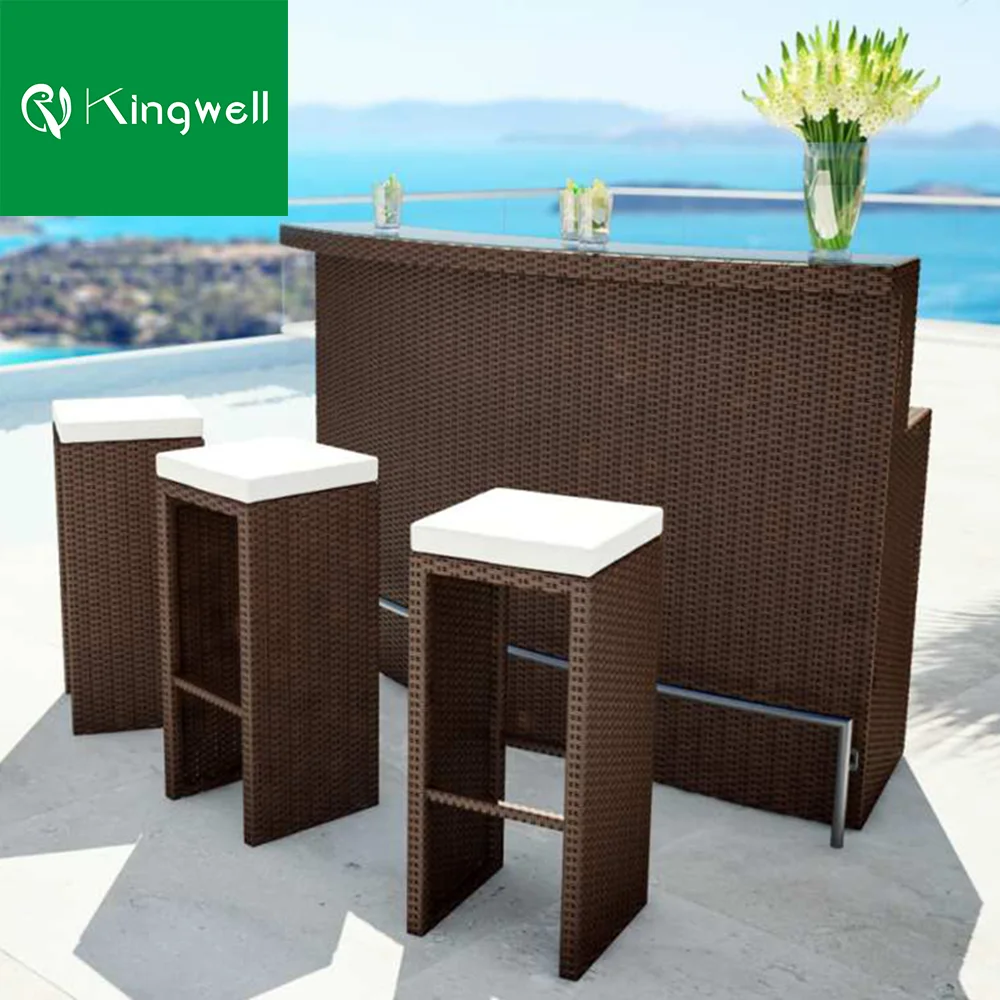 Уличная мебель для патио, набор для любой погоды, плетеные барные стулья для патио, барный стул, современный французский (62163441876)