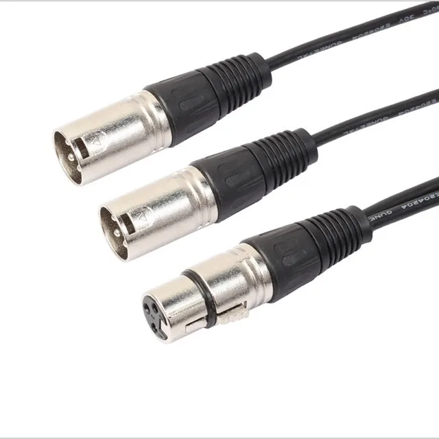 Factory Manufacture Various High Quality Instrument 2 in 1 splitter 2 XLR female to 1 XLR male cable