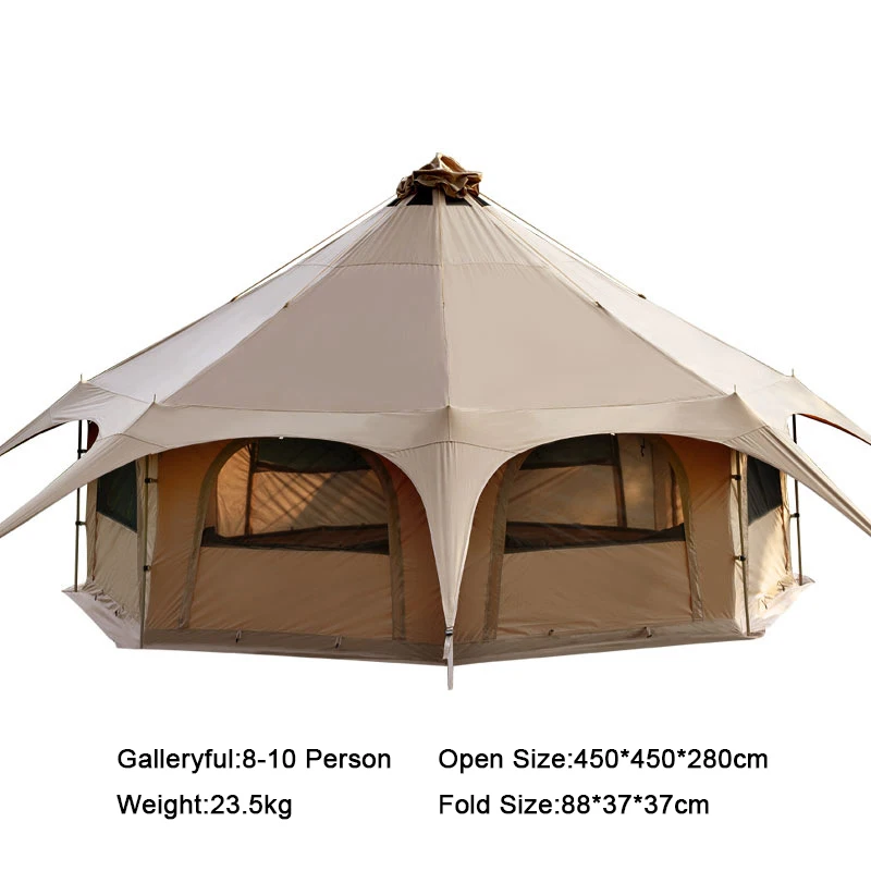 Hot Sell OEM Large Luxury Family Camping Mongolian Tent Indian Waterproof Tent Glamping Bell Yurt Tent
