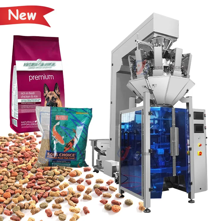 Automatic vertical granule animal feed fish dog cat food pouch packaging packing machine