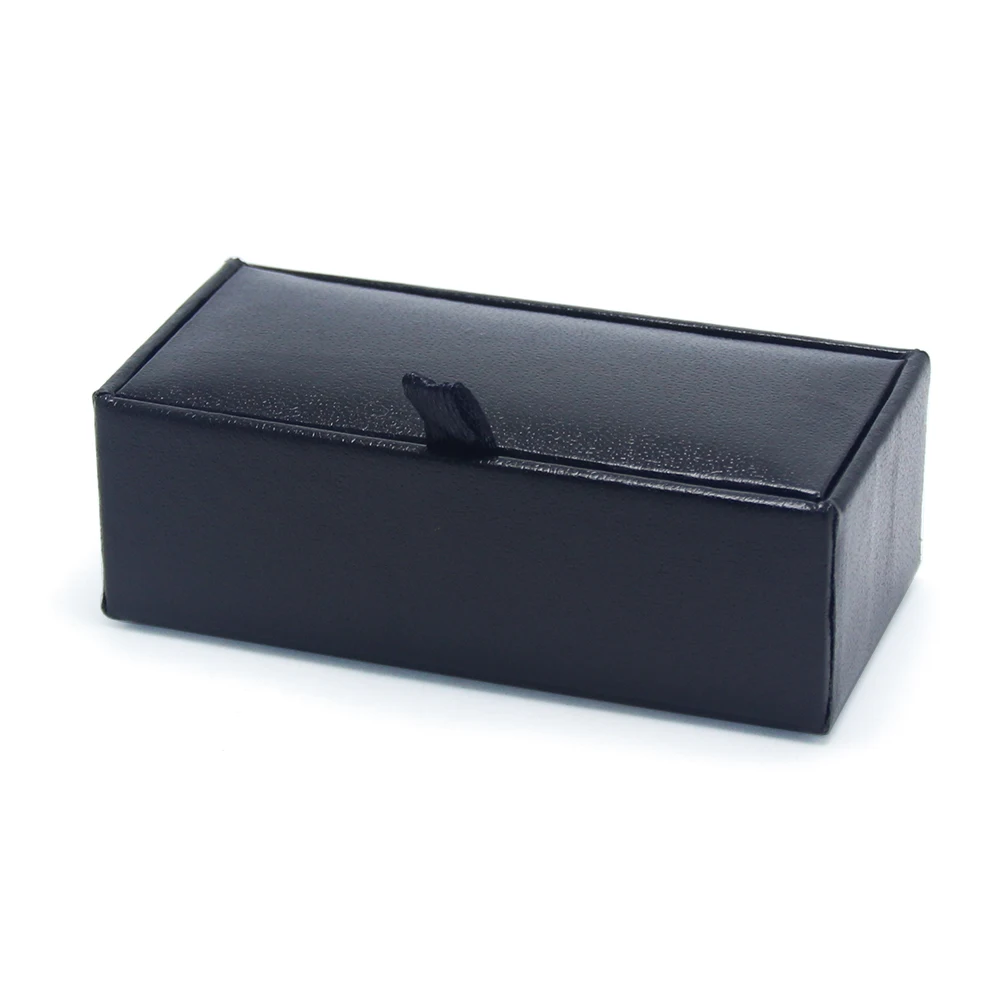 Cardboard Sponge Packing Hardboard Cufflinks Wedding Gifts Jewelry Box Case Black Leather Paper Storage Cufflink Box Wholesales