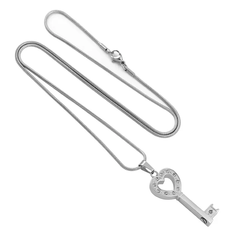 Titanium Steel LOVE Key Pendant Perfume Bottle Urn Necklace for Men Women Stainless Steel Jewelry for Ashes Memorialization