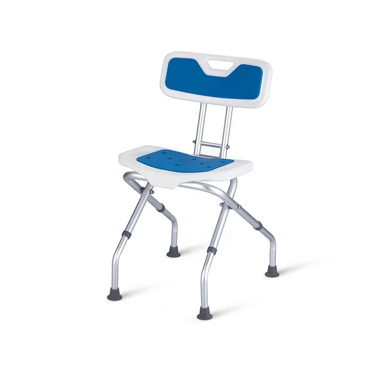 MSMT No Slip Medical Handicap Adjustable Bathroom Bench with Back Folding Shower Chair Seat for Elderly Disabled Senior Pregnant