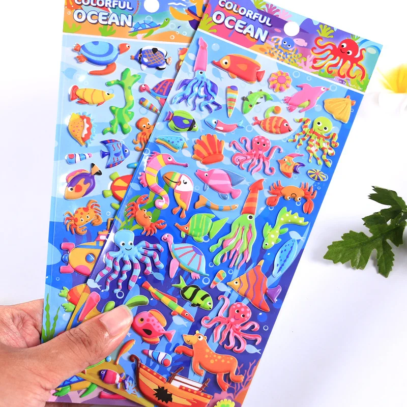 Self-adhesive Waterproof Brand Logo Printing puffy reusable kawaii stickers party bag stickers sets soft bubble sticker
