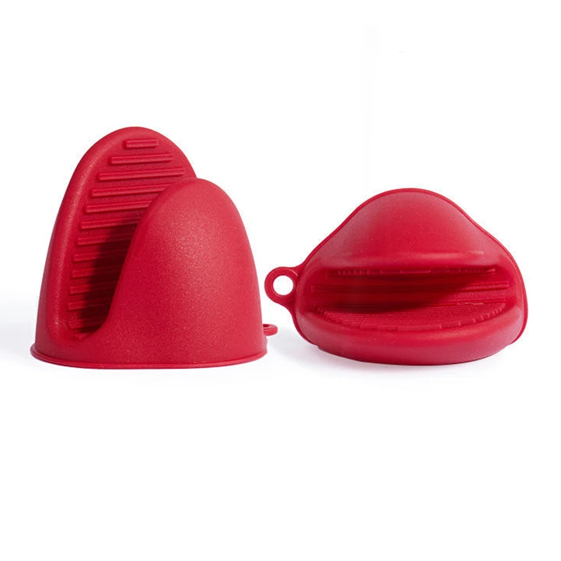 Недорогие силиконовые резиновые варежки для духовки, термостойкие варежки для духовки, протектор для красного пальца, держатель для посуды для кухни