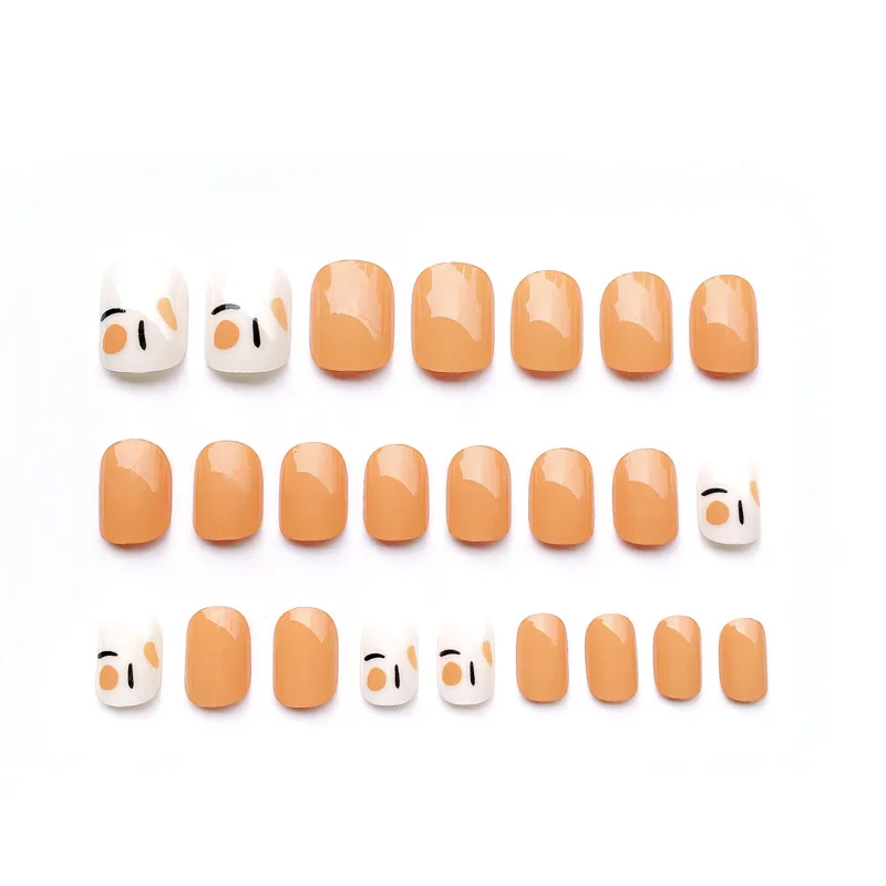 S series S120 artifical fake nails pink short Poached Egg press on false nails back glue pre design wearing removal fake nails