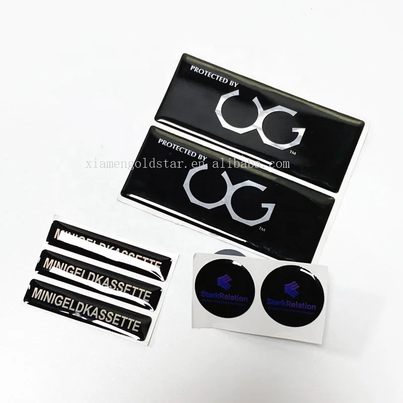 High quality dome stickers epoxy resin machine 3d clear brushed silver epoxy resin sticker