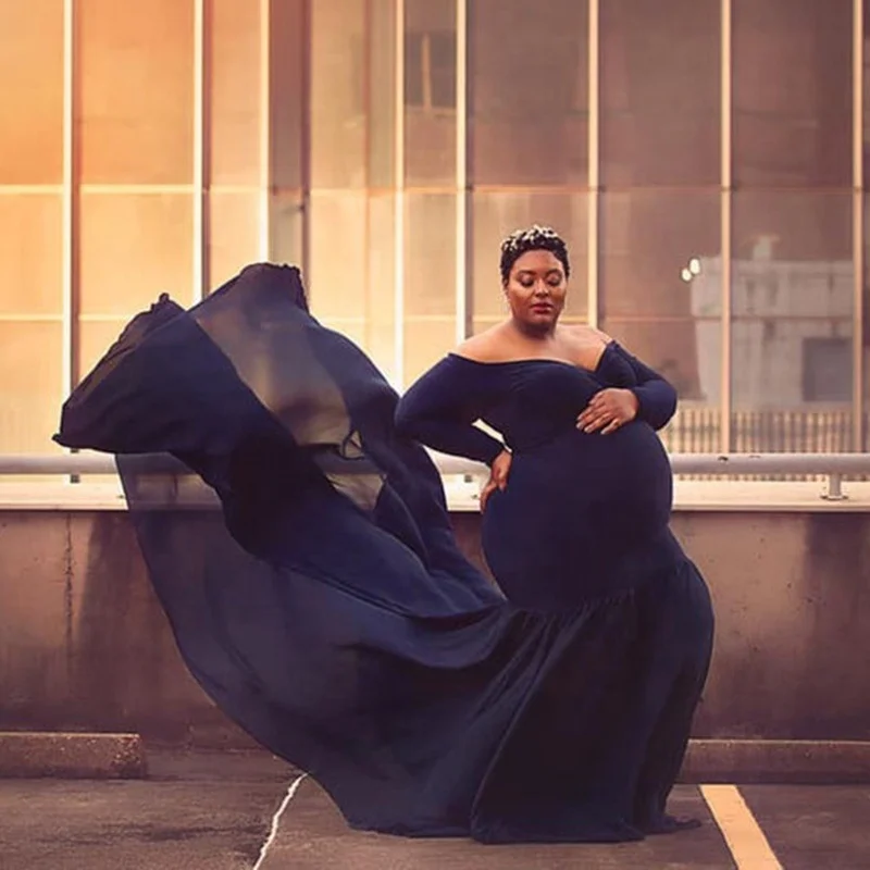 Women Maxi Photography Dress Sexy Deep-V Pregnancy Clothing Gown Tulle Maternity Dress Photoshoot