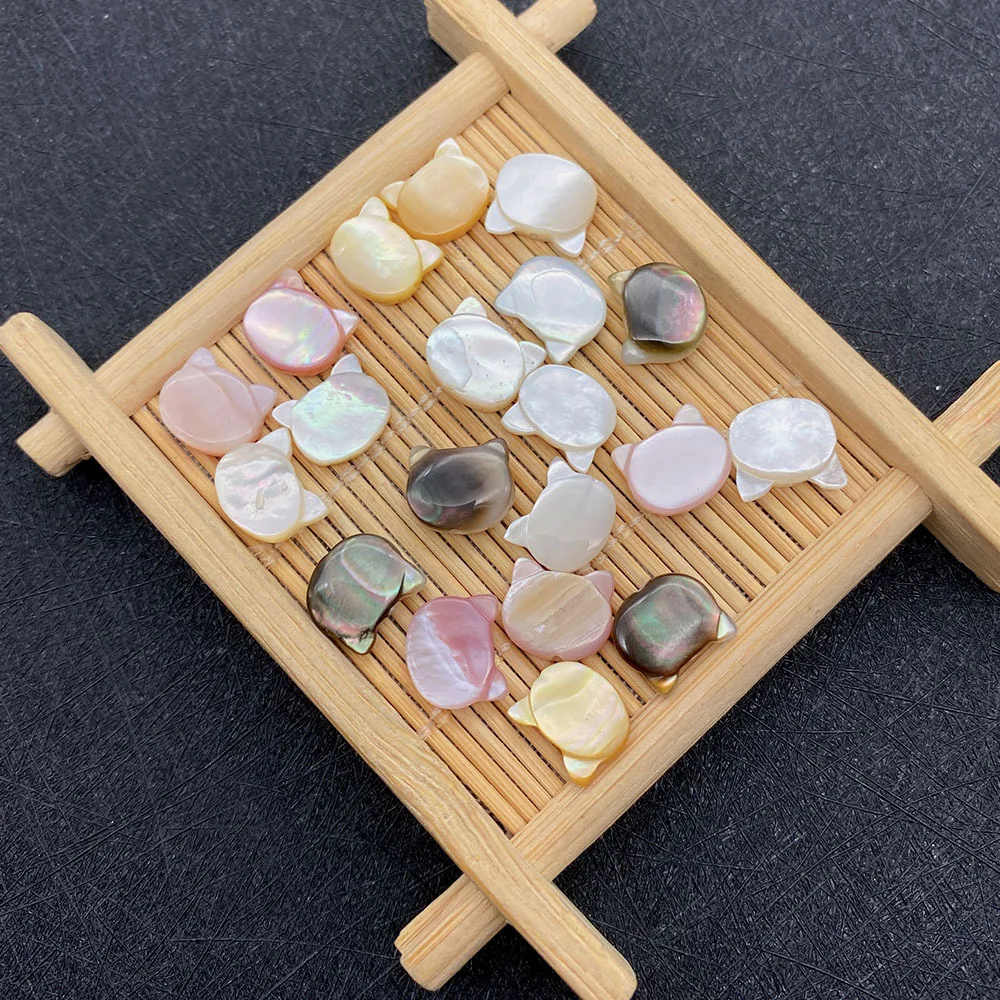 6mm/8mm cat shell beads carved mother of pearl mop cat bead with hole