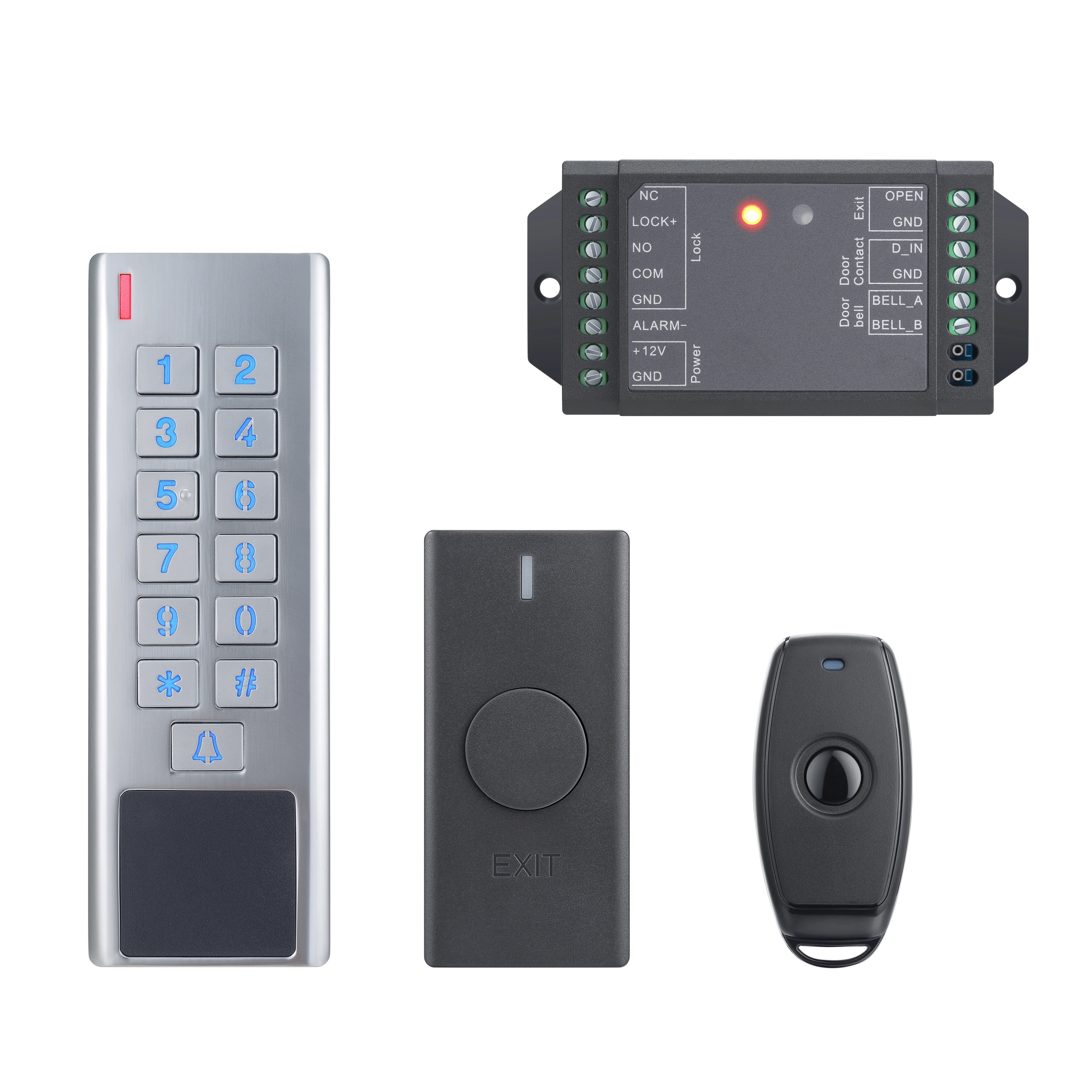 Wireless Access Control System With Waterproof Metal Keypad, Door Controller And Remote controller