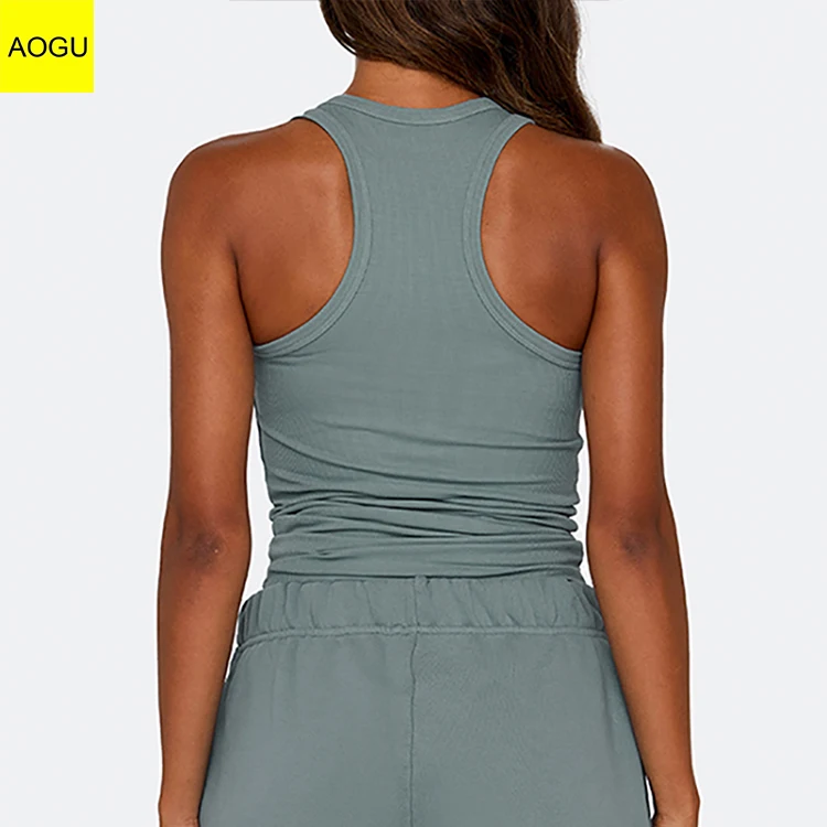 Wholesale Custom Logo Plain Summer Ladies Sexy Sleeveless Shirts Female Racerback Cotton Ribbed Women Tank Top