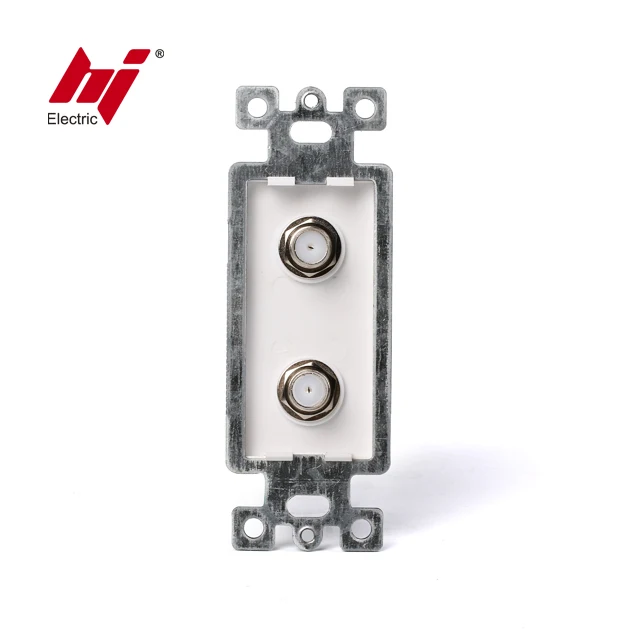 Duplex F Type Coaxial Adapter Wall Jack Female to Female Molded-in Voice and Audio Video