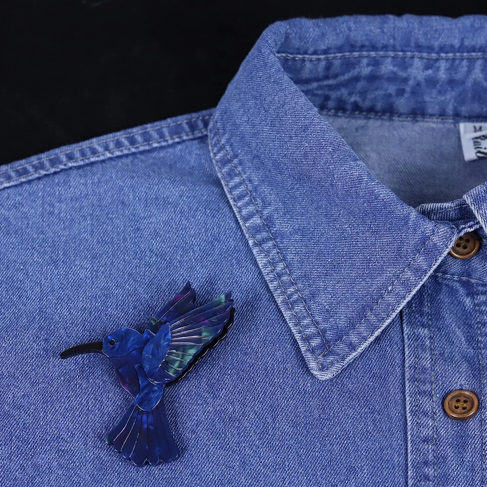 Cross-border handmade fashion acrylic animal brooch hummingbird cartoon pin European and American popular jewelry accessories
