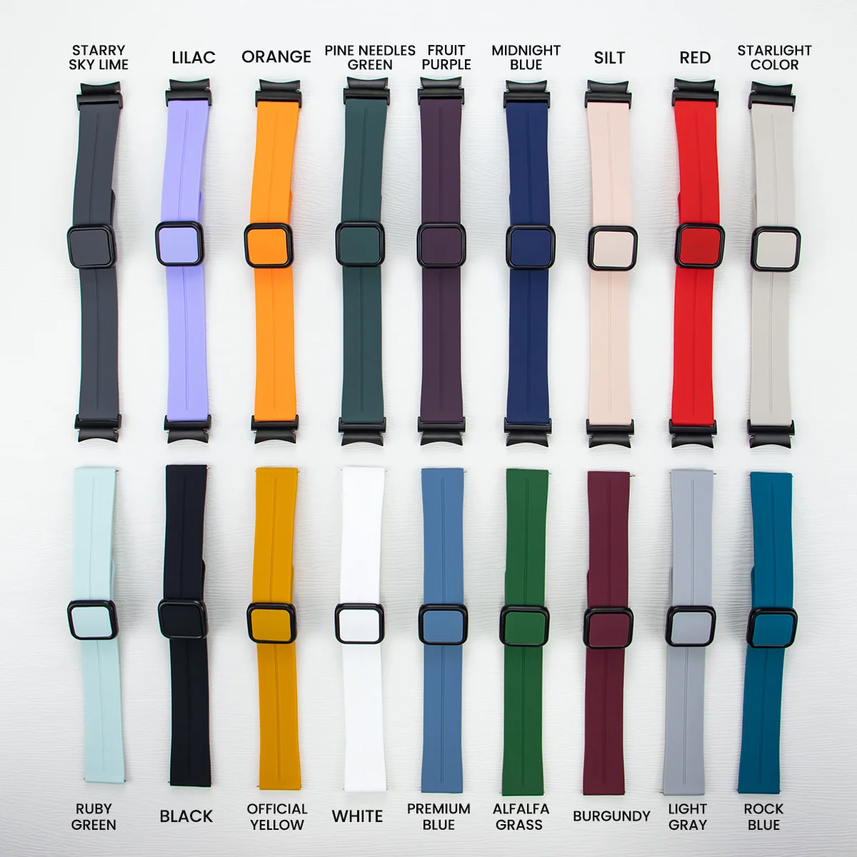 Quick Release Silicone Straps for Samsung Galaxy 6 5 4 Magnetic Folding Buckle Silicone Watch Bands for Classic 47mm 43mm 40mm