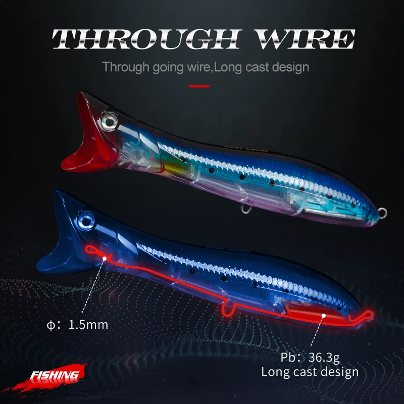 salt water fishing lure sinking popper plastic popper lure 3d eyes popper lure