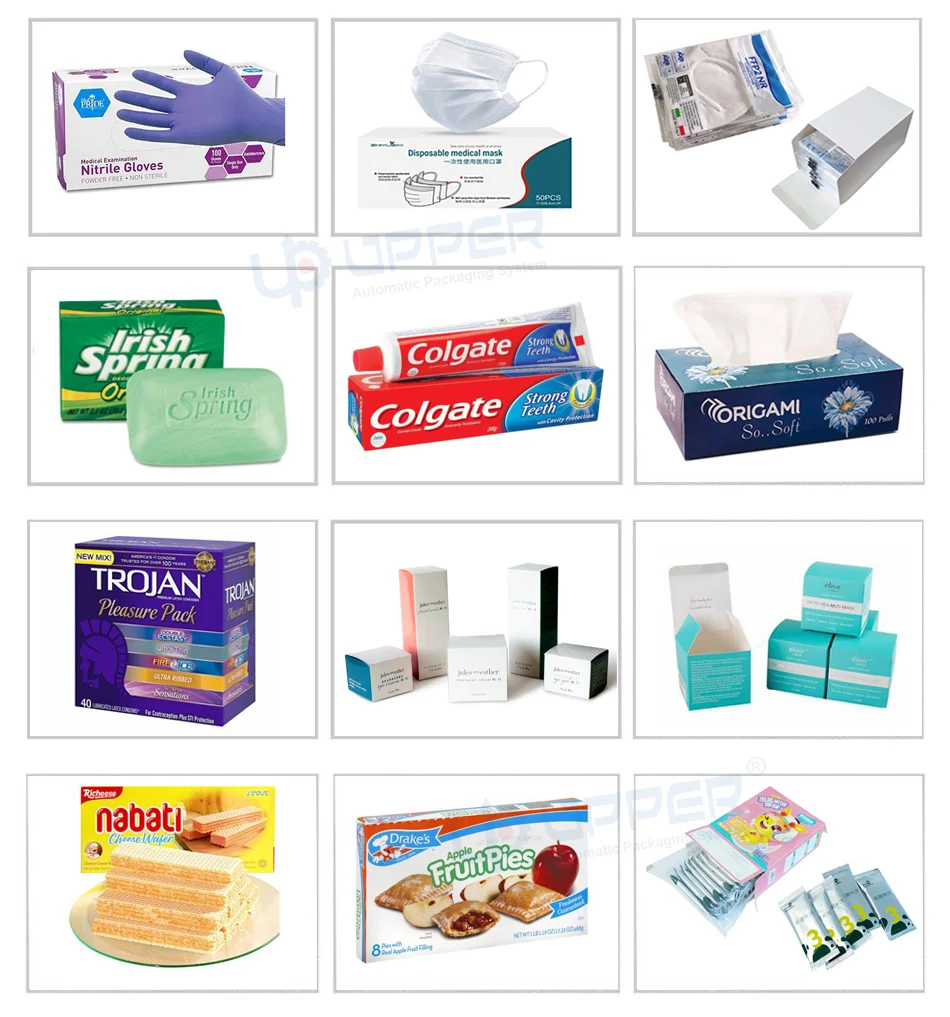 Protein Bar Nutritious Meal Pack cartoning machine car perfume Card Gloves face mask packaging processing line