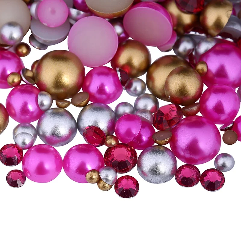 New Product flat back pearls and rhinestones mix loose Pearl Jelly Rhinestones for DIY Shoes Decoration