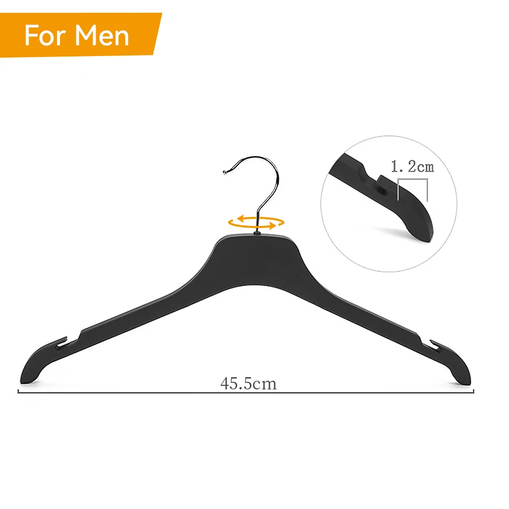 2021 high-end large quantities custom logo plastic hangers Black Pant Clips Hanger Non Slip Notches Coat Hanger wholesale