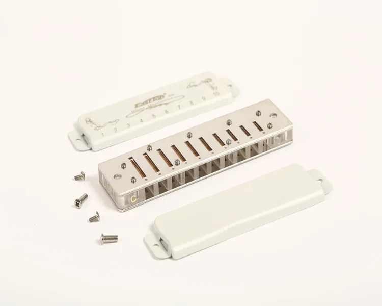 Hot sale EASTTOP 10 holes professional white color blues harmonica(T008L)