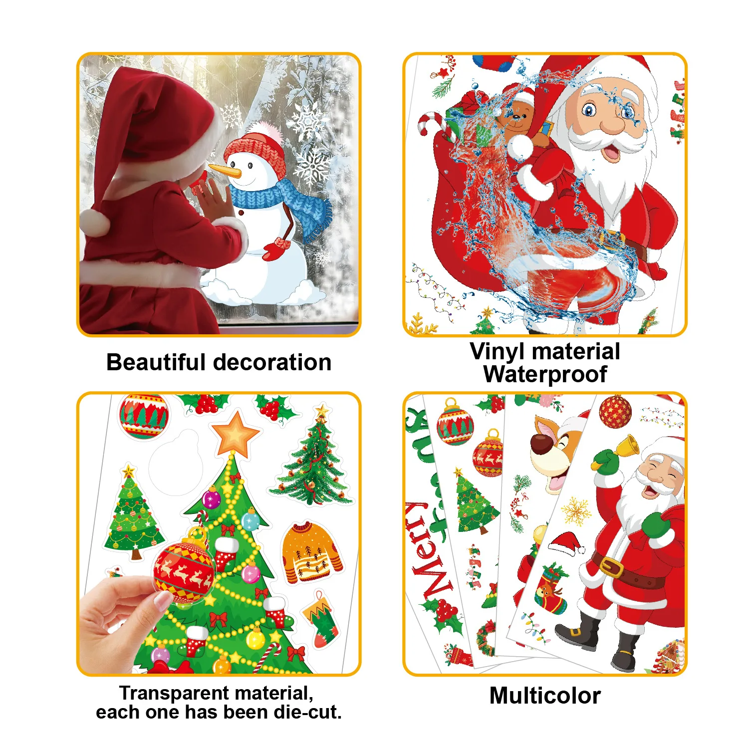 Christmas Window Stickers Wall Stickers Self-Adhesive Shopping Window Decoration Family Christmas Decoration Stickers