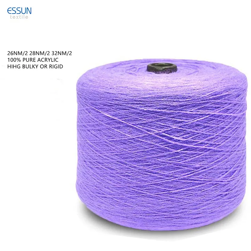 2 26NM 2 28NM 2 32NM High Bulky or Rigid Dyed 100% Pure Acrylic Yarn Anti pilling For Knitting Sweater Hats