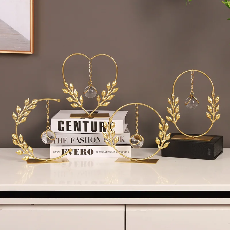 YJL Custom Modern Simplicity Creative Metal Ornaments Crystal Ball Metal Arts Luxury Home Decor Gold Crafts Souvenirs Wholesale