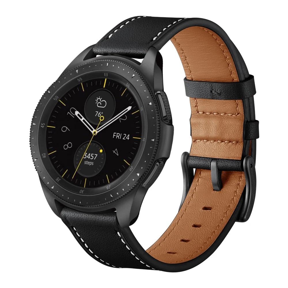  Ремешок кожаный для Samsung Galaxy Watch 3 Active 2 Gear Sport S2 S3 Classic 20 мм