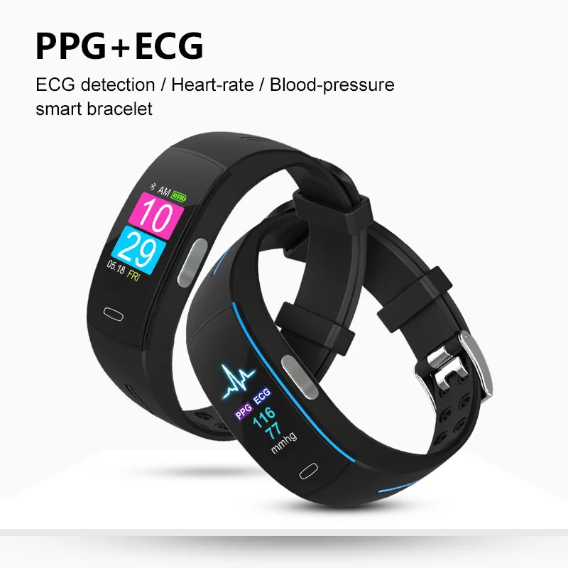 Smart Bracelet PPG ECG HRV Heart Rate Blood Oxygen Temperature Monitor Color Screen Smart Wristband
