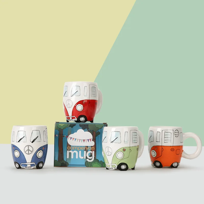 Camper Van - ceramic coffee cup Retro Bus Mug Creative custom cute cartoon milk cup