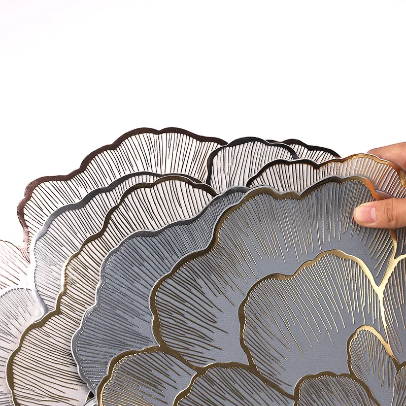 2024 Rose With Bottom PVC Placemat Non-Slip Coasters Flower Case Creative Decoration For Home Hotel Table