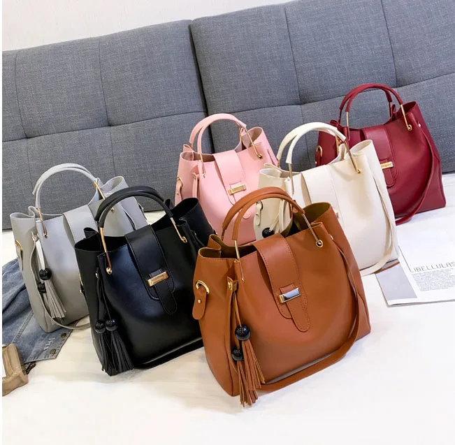 Big capacity pu ladies Tote shoulder bag 3 in 1 set bags women handbags