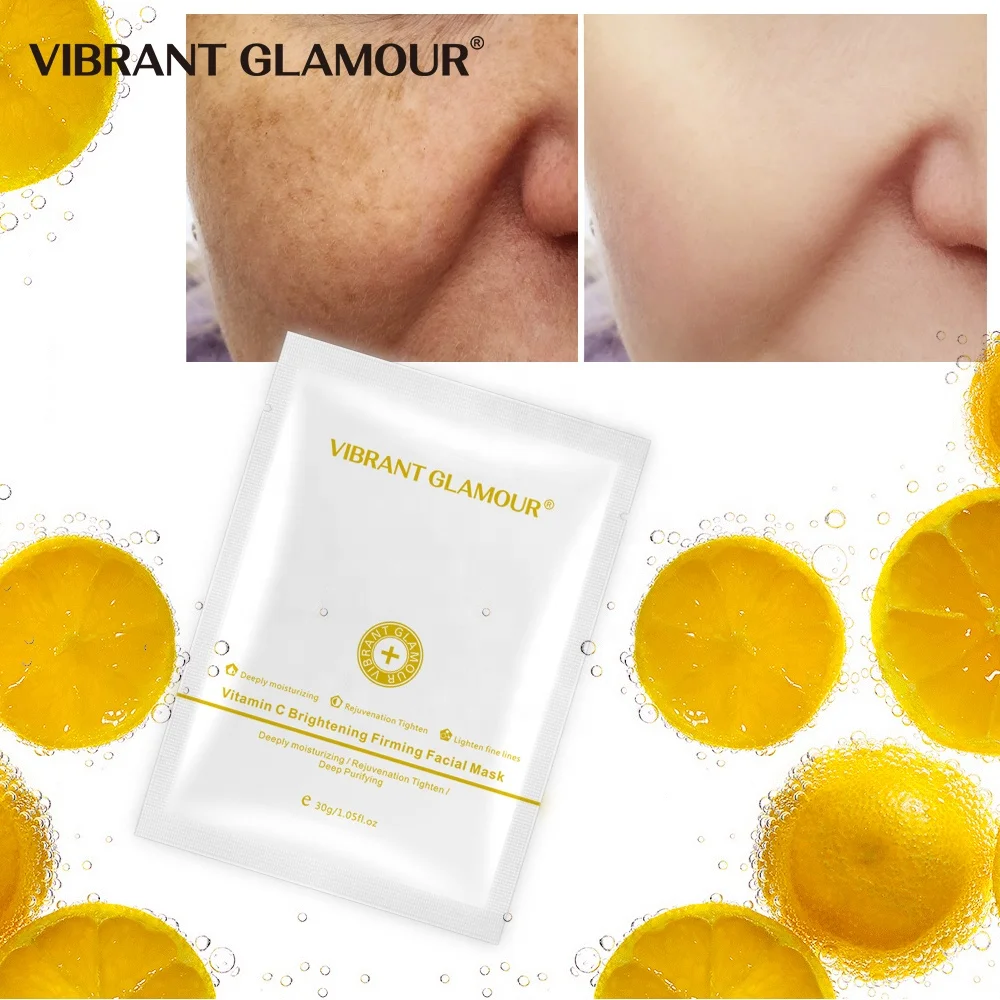 Free Shipping  Vitamin C Whitening Firming Face Mask Moisturizing Anti-Aging Shrink Pores Blemish Brightening Nourish Skin Care