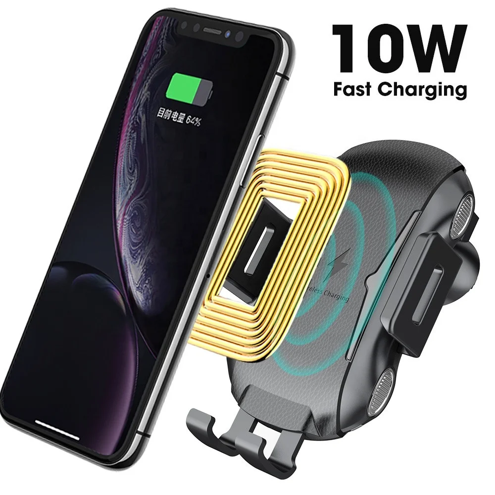 Vnew portable high quality 10W quick charging wireless phone charger infrared sensing car holder