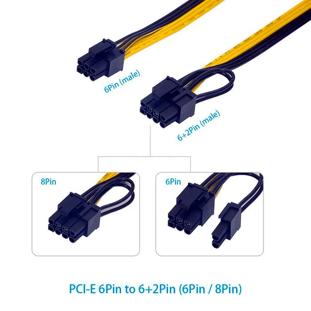 Кабель питания для видеокарты PCI-E (6 + 2) видеокарта с разъемом «Папа-папа» 6Pin-8 Pin 50