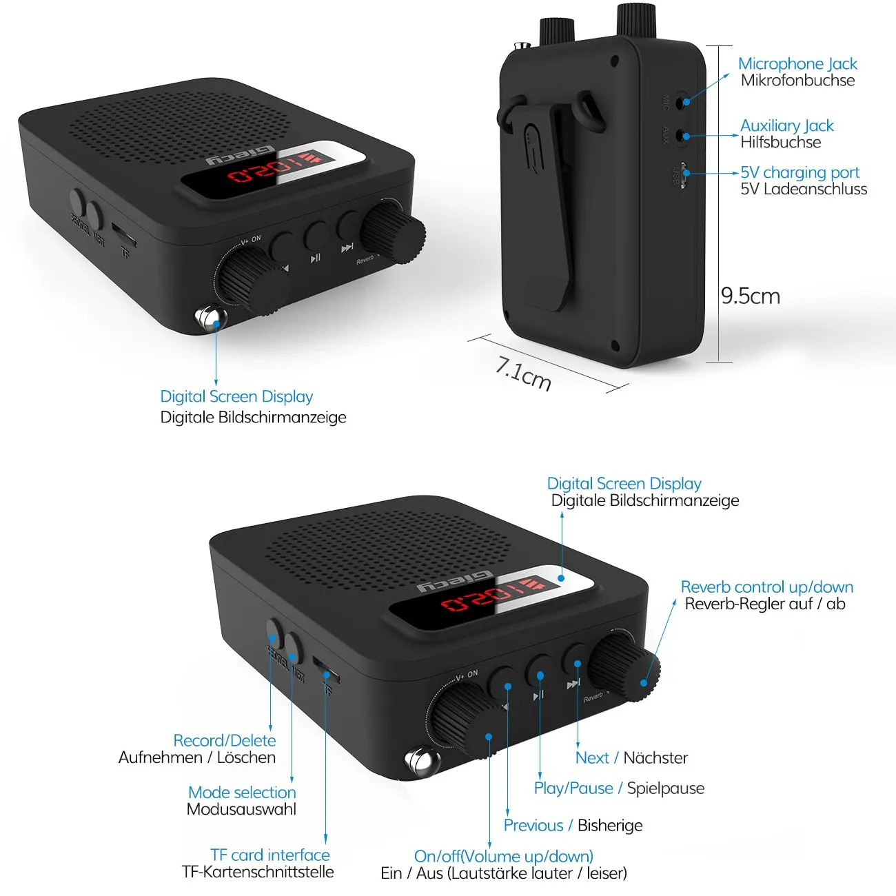 
Giecy 103 Best Selling Wireless Teachers Waistband Voice Amplifier with Head Worn Mic 